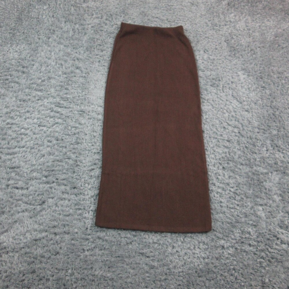 Zara Skirt Womens XS Brown Ribbed Knit Straight Long Elastic Waist NWT